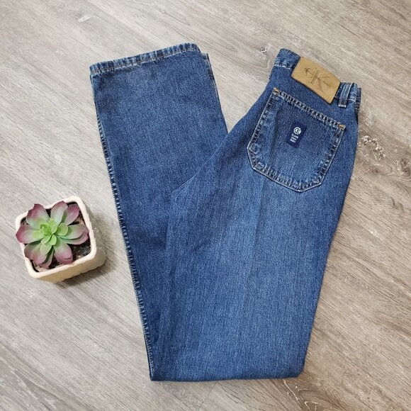 Vintage Calvin Klein High Rise Wide Leg Mom Jeans Sz 5 - Picture 1 of 9